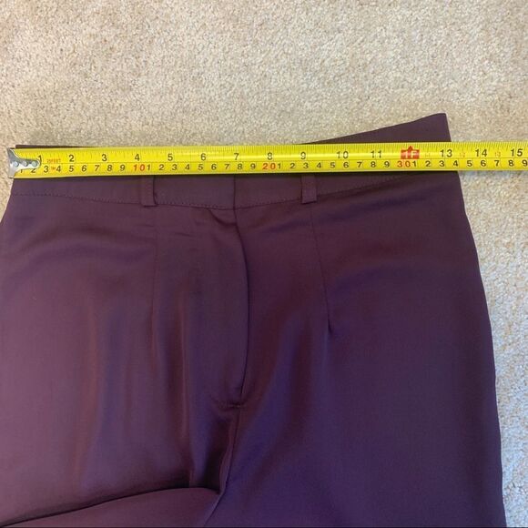 BOOHOO maroon burgundy Tie Waist Woven Satin Slimline Trousers Sz US2 NWT - Picture 9 of 11